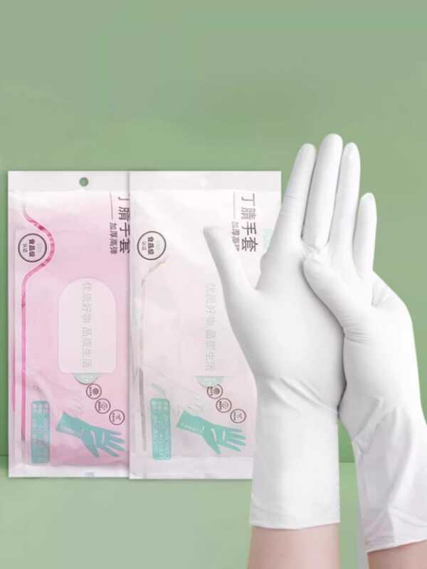 20pcs Reusable Nitrile Gloves, Thick & Durable Washable Cleaning Gloves, Latex-Free, Powder-Free, Non-Slip Long Cuff Gloves, Suitable For Kitchen Dishwashing, Household Cleaning And Food Preparation