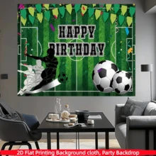 1PC,2D Flat, Football Themed Birthday Background Banner, Made Of Polyester Fabric, Used For Birthday Party Decoration, Football Themed Parties, Sports Celebration Parties, Birthday Celebrations, Holiday Parties, Birthday Background Cloth, Cake Table Decoration, Anniversaries, Home/Garden/Indoor/Outdoor Decoration, Photography Background Props, Matching Decoration Supplies/Gifts, Event Background - Multicolor - View 6