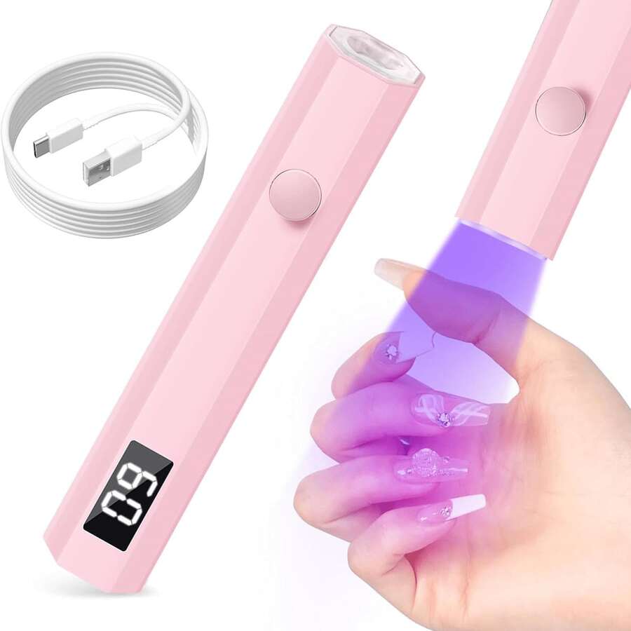 NEUZOJIT UV Nail Lamp With Stand Foldable,360°Adjustable Rotation,Portable,Relax Hands,Pink Flash Cure Lamp,For Gel Polish Home DIY Salon Women Painting Manicure - 美甲燈筆 - 查看 1