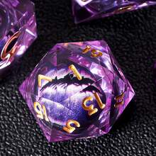 7pcs Sharp Edge Resin Handmade Cat's Eye D&D Dice Set, For Roleplaying Games Like - Multicolor - View 4