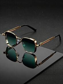 Óculos de Moda Retrô Quadrados Steampunk de Metal, Óculos de Moda Personalizados de Estilo Europeu e Americano para Homens - Multicolorido - Visão 10