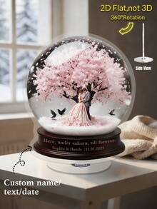 2D Flat, Rotating Acrylic Snow Globe Wedding/Valentine's Decoration, Acrylic Globe With Couple Figurine- Quiet Rotating Winter Scene Night Sky, Elegant Village Ornament For Home/Office Desk, Twinkling Snow Globe Decorations For Holiday Tabletop Display ( & S), Lightweight Holiday Plaque For Year-Round Decorative Sign, 2D Flat, Ideal Gift For Home Decoration, Valentine's Day, Easter, Halloween, Graduation Ceremonies, And Home Decor - Multicolor - View 2
