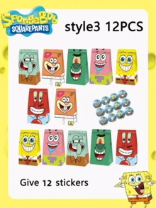 SpongeBob SquarePants Bộ 6/12 túi đựng kẹo, túi đựng đồ ăn nhẹ, túi giấy Kraft chủ đề SpongeBob, túi quà tặng tiệc tùng, lựa chọn tốt nhất để tạo không khí lễ hội, món quà trang trí tiệc và trang trí nhà cửa hoàn hảo cho bạn bè. - Nhiều màu - Xem 9