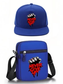 1件/2件装“永不放弃”字母图案印花Y2K街头风棒球帽及可调节斜挎包，男女通用户外运动帽和单肩包，送给自己和朋友的礼物