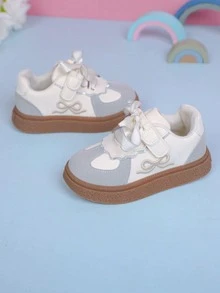 1 Pair Girls' Canvas Sneakers, New Spring/Summer Kids Sports Shoes, Big Children Soft Bottom Running Shoes - Beige - View 9