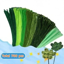 100pcs/Pack Handmade Green Flocking Cleaning Sticks, 7 Colors Available, Chenille Flocking Cleaning Sticks Value Pack, Solid Color Flocking Cleaning Sticks, Christmas Handmade Flocking Cleaning Sticks, Flocking Cleaning Sticks Craft Supplies, Chenille Flocking Creative DIY Art, Craft Decoration Gifts