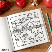 GDTME 1 "Lovely Love" Coloring Book, 24 Thick Inner Pages, Suitable For Beginners, Size 7.87*7.87 Inches, Clear And Clean Patterns, Relax The Mind, Great Gift, Adult Coloring Book, Essential Painting Book For Home. Helps Relieve Stress, Suitable For Stationery And Learning Supplies. - 353 - View 5