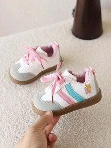 1双女童休闲帆布鞋，春秋新款时尚运动鞋，小白鞋 - 粉色 - 查看 3