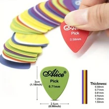 6片装爱丽丝吉他拨片，ABS哑光防滑拨片，带拨片盒，适用于原声吉他、电吉他、贝斯、尤克里里。