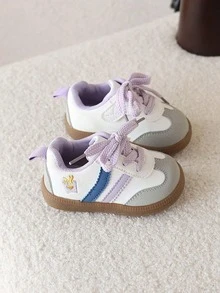 1 Pair Girls' Casual Canvas Sneakers, Spring/Autumn New Fashion Sports Shoes, Little White Shoes - Purple - View 7
