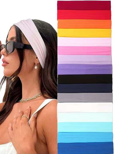8 Pcs Random Wide Headbands For Women Non Slip, Soft Elastic Hair Bands For Washing Face, Solid Color Boho Head Wraps For Fitness Yoga Workout Running, Stretchy Hair Accessories For Daily Wear Solid Color Casual Headbands For All Seasons Women Bandana Soft Headwrap Women Scarf Valentine's Day Women Head Scarf Work Out Sweatband