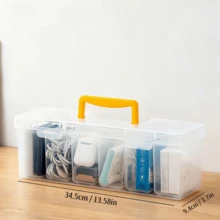 1pc Transparent Large Capacity Hardware Tool Box, Outdoor Portable Equipment Tool Case, Stackable Dustproof Plastic Storage Container With Handle & Lid, Easy-To-Carry Multifunctional Tool Storage Organizer Box - Multicolor - View 10