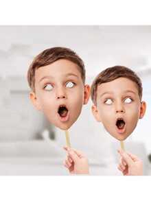 1/3/6 Pcs Personalized Photo Face Masks - DIY Or Ready-Made - Customized Set, Suitable For Singles Party, Birthday Party, Masquerade, Classroom Decor/Back To School/Party Decor, Fashionable Autumn Style, Kids Size, Customized Children Party Supplies - Multicolor - View 27