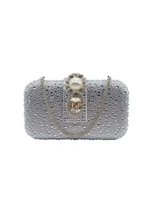 2026新款双面镶钻珍珠手拿包婚礼晚宴包女士派对钱包生日礼物 - 彩色 - 查看 3