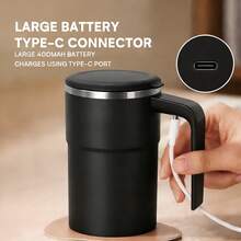 2-Pack Self-Stirring Coffee Mug Ideal For Valentine's Day Gift - LED Temperature Display To Prevent Scalding | Food Contact Approved Stainless Steel Stainless Steel, Rechargeable Battery, Touch Control, IP65 Waterproof | 7200RPM 20s Powerful Mixing For Coffee/Protein Powder/Instant Drinks | Perfect Birthday/Holiday Gift - Bộ 2 chiếc màu đen - Xem 7