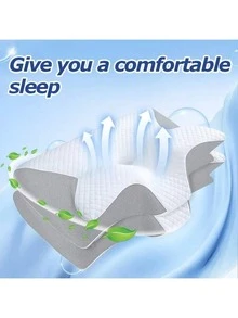 1 PCS White New Ergonomic Neck Pillow , Breathable Cervical Support With Relax Design For Back & Side Sleepers, Ideal, Sleep Comfort Enhancer, Modern Pillow Design, Perfect Gift - trắng - Xem 7