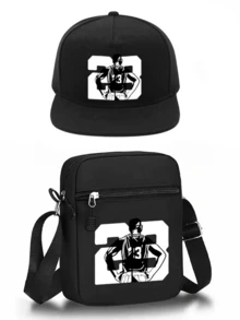 1件/2件装“永不放弃”字母图案印花Y2K街头风棒球帽及可调节斜挎包，男女通用户外运动帽和单肩包，送给自己和朋友的礼物