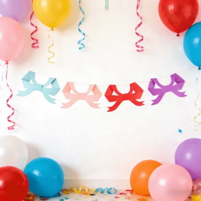 春季花卉自由蝴蝶结花环，复古印花悬挂装饰，适用于婚礼、婴儿派对和家居聚会