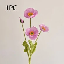 1/3/5支装仿真罂粟花，长59厘米，每枝4朵，简约现代风格，可弯曲且不褪色 - 适用于DIY花墙、场景装饰、客厅/卧室花瓶插花、婚礼、派对、桌面装饰。也适用于秋冬季装饰、家居装饰、厨房装饰、婚礼装饰、餐桌摆饰、办公室装饰、花园装饰、户外装饰、生日/毕业礼物、园艺、仿真花 - 紫色 - 查看 8