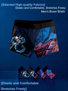1-Piece MARVEL Vibrant Spider-Man Men's Boxer Briefs, Men's Underwear,Super Hero Cyberpunk Design - Super Soft, Breathable, Comfortable Fit Briefs With Spider-Man Gwen Design And White Suit Print, Perfect As Birthday/Christmas/Easter Gift, Holiday Gift, Durable Underwear, Multi-Pack Underwear, Everyday Use - Multicolor - View 2