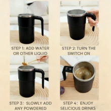 2-Pack Self-Stirring Coffee Mug Ideal For Valentine's Day Gift - LED Temperature Display To Prevent Scalding | Food Contact Approved Stainless Steel Stainless Steel, Rechargeable Battery, Touch Control, IP65 Waterproof | 7200RPM 20s Powerful Mixing For Coffee/Protein Powder/Instant Drinks | Perfect Birthday/Holiday Gift - Bộ 2 chiếc màu đen - Xem 9