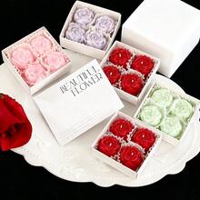 1 Box/4pcs, Candles, Rose Shaped Aromatherapy Candles, Valentine's Day Decoration Candles, Creative Photo Props, Home Decoration Ornaments, Wedding Decoration Candles, Birthday Gifts - Multicolor - View 1