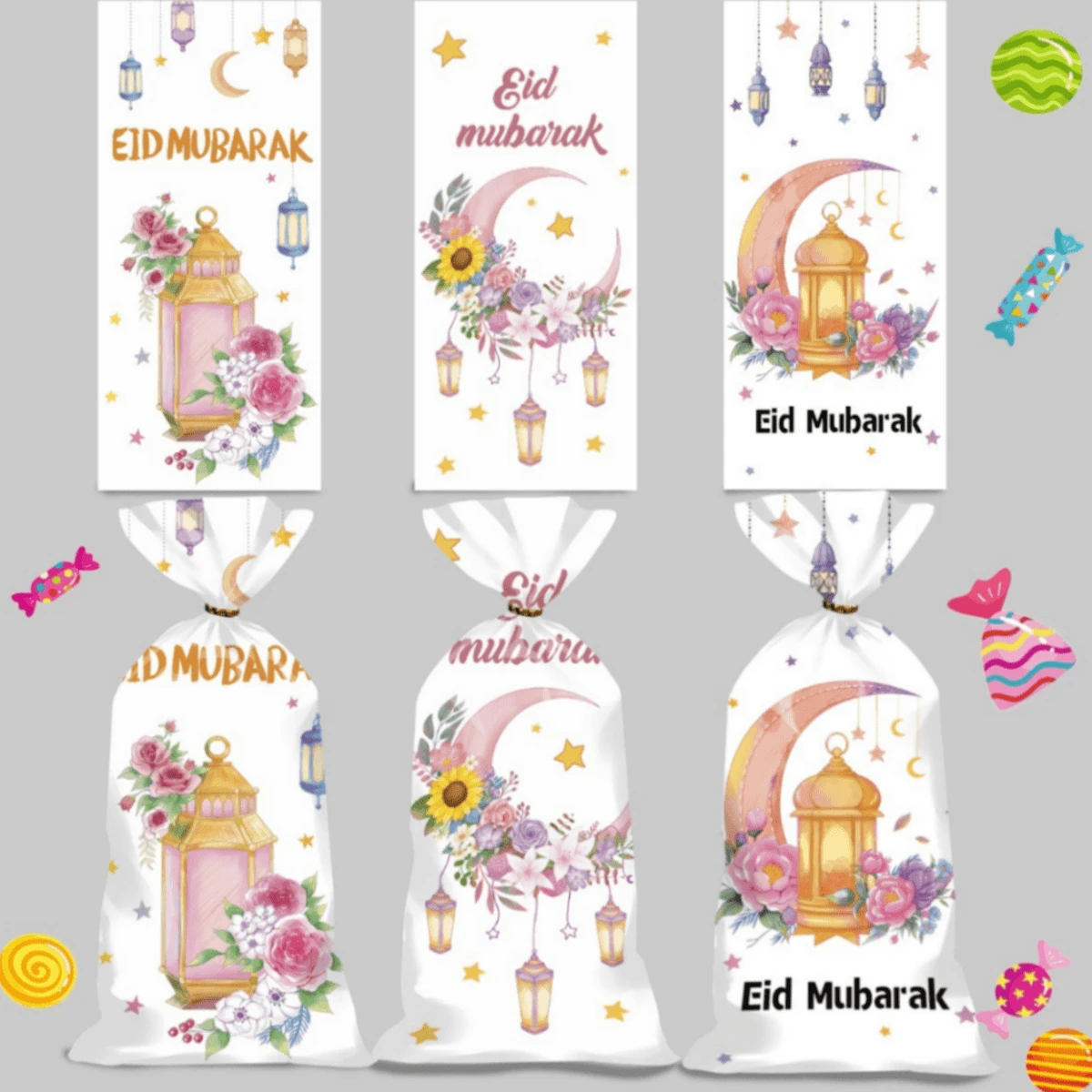 50pcs Ramadan Gift Bags, Ramadan Candy Bags, Middle Eastern Holiday Party Gift Bags, Eid Mubarak Rose Gift Bags, Ramadan Candy Bags, Islamic Ramadan Party Decorations, Holiday Gift Packaging, Holiday Blessings, Cultural Celebrations, Decorative Packaging, Family Gatherings, Ramadan Celebrations, Ramadan Shoppers - Multicolor - View 1