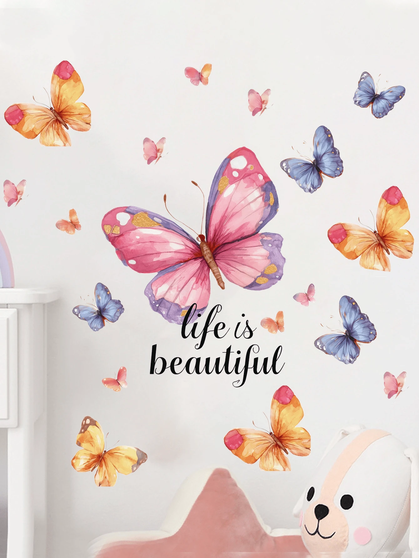 1 Set Colorful Butterfly Wall Stickers, Removable Decorative Stickers For Bedroom, Living Room, Entryway - Multicolor - View 1