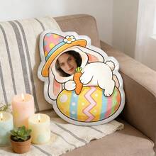 1 Personalized Pillow - Customized Face, Rabbit Wearing Hat. Unique And Breathable, Suitable For Her, Him, It, Boyfriend, Girlfriend, Dad, Mom, Family, Friends, Anniversary, Mother's Day, Birthday, Valentine's Day, Christmas, Halloween, Graduation Ceremony, Father's Day, Wedding, Housewife, Sofa, Bed, Car, Tea Room, Bedroom, Bathroom, Living Room, Dining Room - Multicolor - View 9