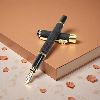 A Classic Black Fountain Pen With A Faucet/Calligraphy Practice/Two Usage Methods: Ink Suction Or Ink Cartridge/Suitable For Business Office Signature Pens And Student Calligraphy Practice Pens/Replaceable Ink Cartridges