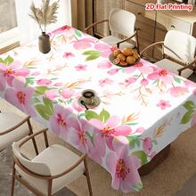 1/20pcs Tablecloth, Pink Sakura Floral Pattern, Polyester Material, Woven, Spring Theme, Suitable For Picnic, Camping, Wedding, Birthday, Buffet Restaurant, Home Decor - Multicolor - View 4