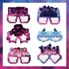 Mattel 6件套K-POP鬼灭之刃动漫风格派对眼镜套装 - 趣味卡通眼镜，色彩鲜艳的表演眼镜，适合生日、主题派对和摄影棚（多种款式）