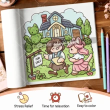 GDTME "Hobbies & Professions" Coloring Book, 24 Pages Of Thick, Non-Bleeding Interior Pages, Single-Sided Printing, Recommended For Beginners, 7.87*7.87 Inch, Clean And Clear Patterns, Perfect For Stress Relief, Valentine's Day Gifts, Adult Coloring Book, A Beautiful Music Festival, Small Gifts For Wedding Season, Friends' Drawing Sketchbook - 301 - View 4