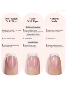 150片短方形按压式美甲贴片，粉白深法式软胶美甲贴片，假指甲套装，可用作DIY美甲，简约百搭，15种尺寸，适合女性 - 粉色 - 查看 9