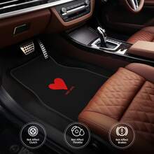 4件組 [Keeping Heart 圖案印花] 汽車腳墊－印花設計，通用型汽車腳墊，易清潔聚酯纖維材質－全天候使用，適用於轎車、卡車、SUV－理想禮物 - 汽車腳墊 - 查看 2