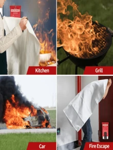 1pc 40x40 Inch Glass Fiber Fire Blanket, Emergency Fire Retardant Blanket, Flame Resistant Blanket For Home, Kitchen, School, Car, Office, Warehouse Fire Safety - Multicolor - View 10