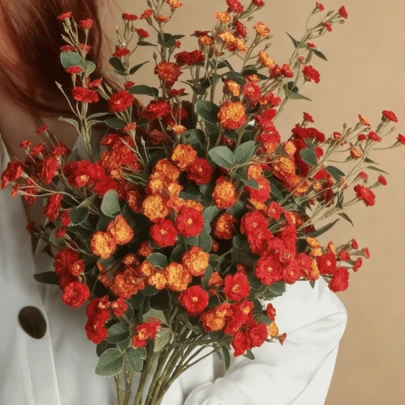 6pcs Lifelike Artificial Rose Flowers 3pcs Orange+3pcs Red- Perfect For Weddings, Engagements, Birthdays & Home Decor,Table Setting For Friend Gatherings | Versatile Faux Floral Arrangement For Fall, Farmhouse Style,Indoor/Outdoor Decoration, Photography Scenes, Studio Props, Eternal Floral Arrangements