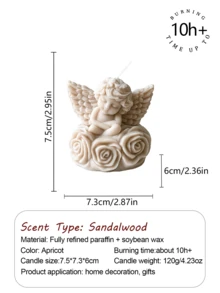 1支112克玫瑰天使香氛大豆蜡烛，采用天然大豆蜡和烛芯手工制作，燃烧时间10-12小时，适用于婚礼、新生儿派对、母亲节、情人节、生日庆典等场合，象征着爱与永恒的守护 - 彩色 - 查看 14