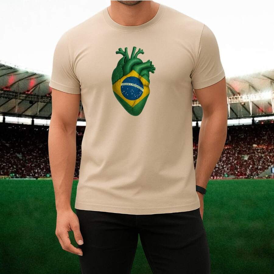 Camisa Camiseta Brasil Lançamento Novidade - Bege - Visão 1