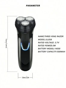 1pc USB Rechargeable Electric Shaver, Floating Dual-Ring Blade 3-Head Electric Razor, Portable For Home And Travel Use - Multicolor - View 6