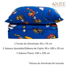 Juego de Sábanas 3 Piezas para Cama Individual Algodón Infantil - Azul - Ver 6