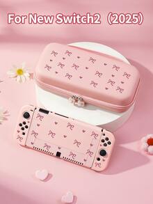 1个粉色蝴蝶结爱心设计保护套/收纳包/底座，适用于Switch2 (2025)/Switch/Switch OLED/Switch Lite，兼容Switch2/Switch OLED/NS/Lite，左右Joy-Con手柄保护套可拆卸，Switch玩家的最佳礼物 - 彩色 - 查看 1
