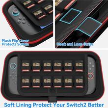 Switch 2 (2025) 专用硬壳便携包，带 24 个游戏卡槽的保护旅行袋，兼容 Joy-Con 2 手柄和充电器，耐用便携，可收纳游戏装备配件，适合游戏玩家和日常使用。 - 彩色 - 查看 7