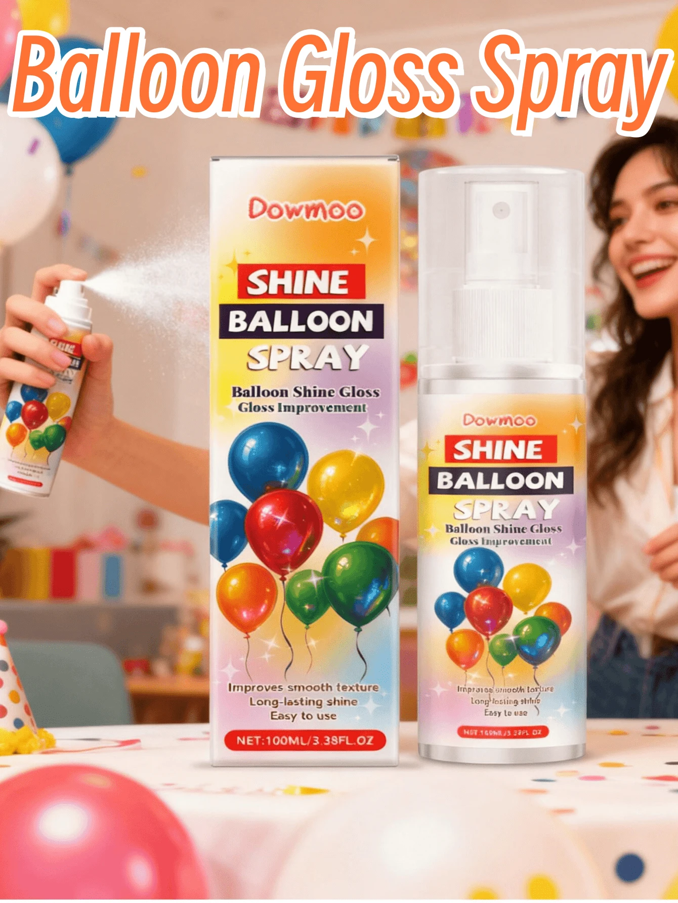 Balloon Glossy Spray, Party Atmosphere Festive Decoration Spray, Evenly Distributed, Non-Sticky, Shiny Spray