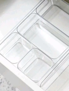 7件/6件/4件/1件抽屜收納分隔盒，珠寶收納盒，透明PET塑料材質，多功能配件收納盒，適用於珠寶、化妝品、梳子、鏡子、鑷子等，可用作節日禮物 - 無色 - 查看 8