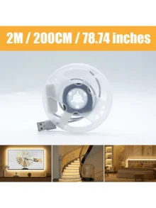 【长度可选：10米/5米/3米/2米/1米】LED柔性灯带，USB供电，带线控开关，防水，自带背胶，可裁剪设计，适用于橱柜、墙面、走廊、厨房、室内、家居DIY照明 - 白色 - 查看 18