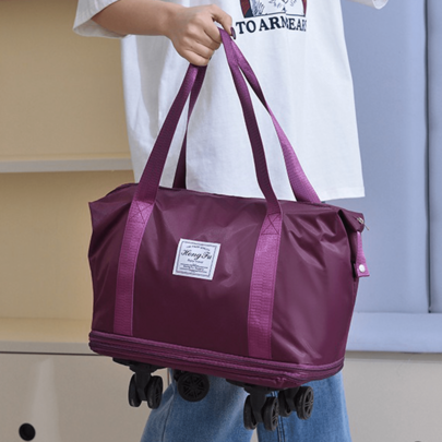 1pc Bolsa De Viaje Expandible Con Ruedas Desmontables Para Mujer + Gran Capacidad + Separación Húmedo Y Seco + Impermeable + Multifuncional Gimnasio Yoga Viaje Fin De Semana / Bolsa De Mano Plegable Portátil