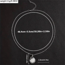 1件波西米亚复古月光石吊坠项链，时尚珠宝配饰，女士礼物 - 古銀色 04 - 查看 4