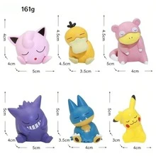 pokemon 6件套宝可梦瞌睡系列盲盒手办，可爱皮卡丘和毛绒玩偶，汽车/家居/办公室装饰，收藏级盲盒手办，节日礼物（包装随机） - 彩色 - 查看 3