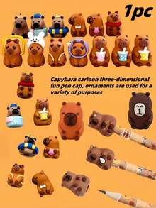 2支/4支/8支装水豚卡通铅笔帽，价格实惠，有效保护铅笔免受折断和铅笔盒染色，创意十足，是学生的理想之选。可拆卸设计，适合作为礼物赠送给家人、朋友和同事，例如毕业典礼、宰牲节、独立日、开学季等场合。